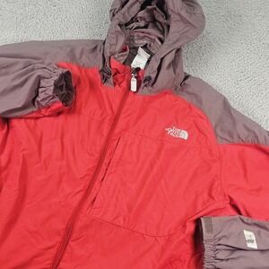 The North Face Jacket Mens XL Red Gray Hooded Waterproof Windbreaker Rain